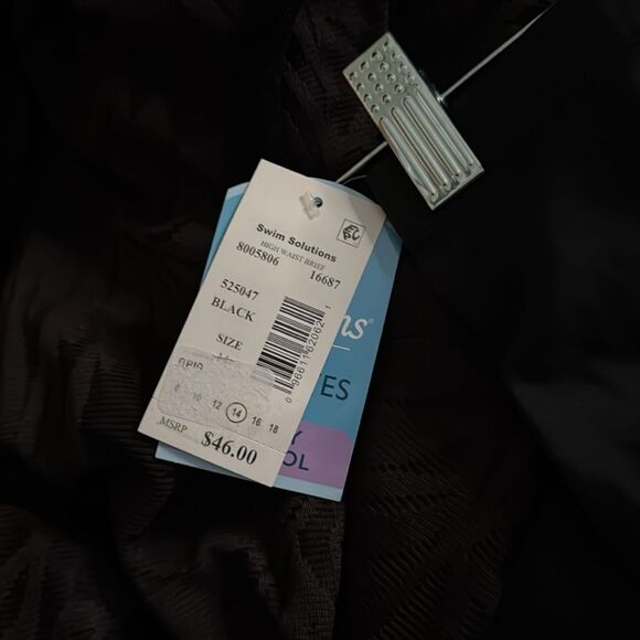 NWT 124.00 14 TAKINI TOP TUMMY-CONTROL BRA SUPPORT HIGH WAISTED TUMM BRIEF BLACK - Picture 8 of 9